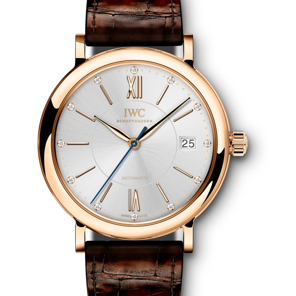 IWC Portofino Automatic 37, 18 ct 5N gold, silver plated dial