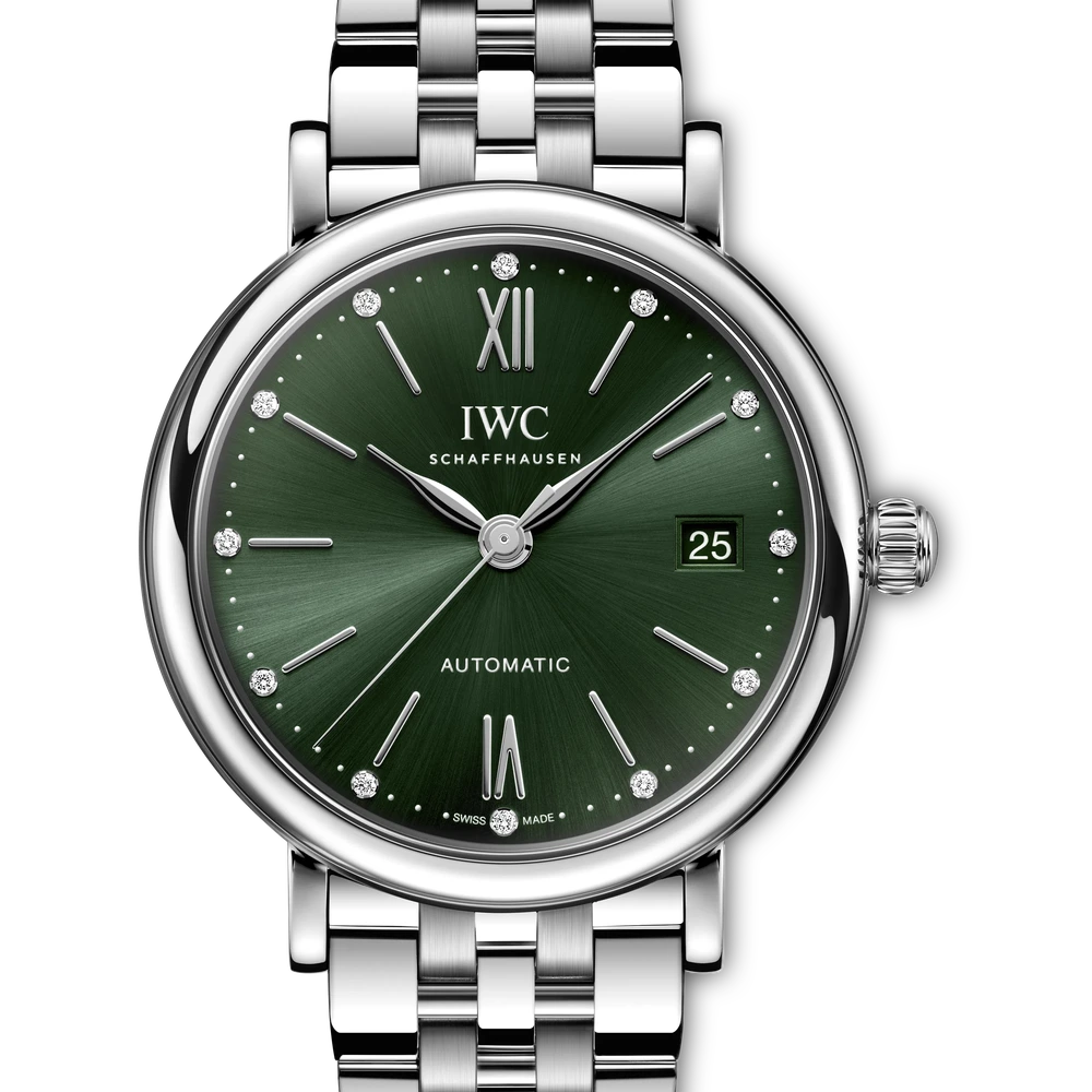 IWC Portofino Automatic 37, Stainless steel, green dial