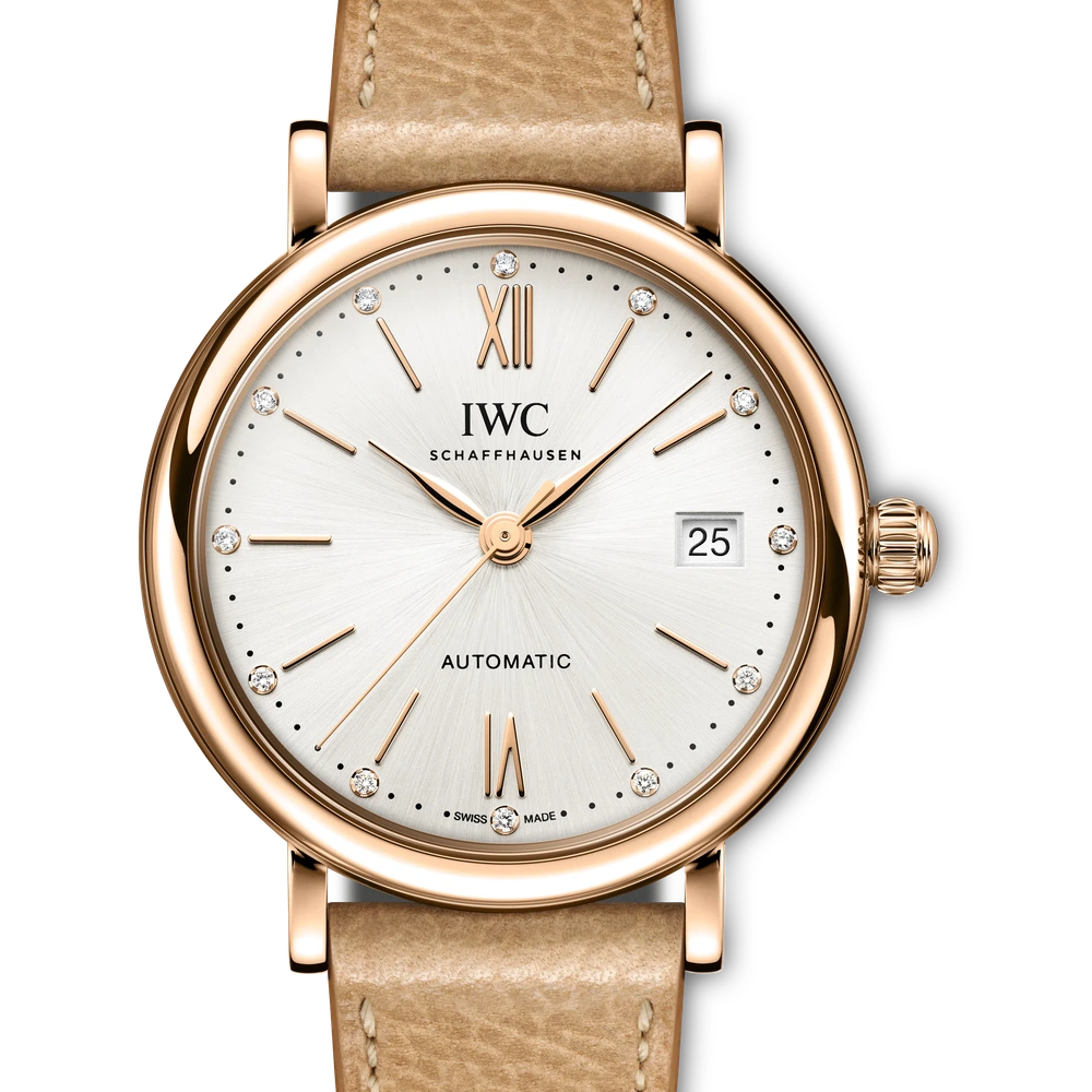 IWC Portofino Automatic 37, 18 ct 5N gold, silver plated dial