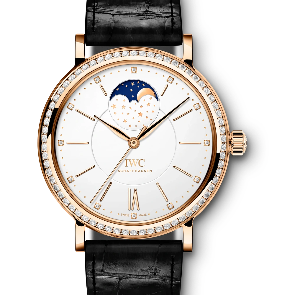 IWC Portofino Automatic Moon Phase 37, 18 ct 5N gold, silver plated dial