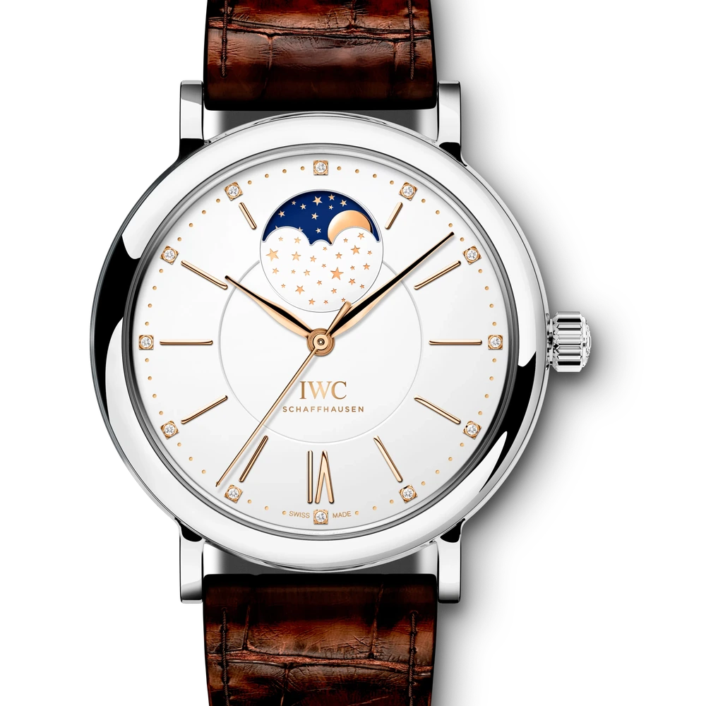IWC Portofino Automatic Moon Phase 37, Stainless steel, silver plated dial