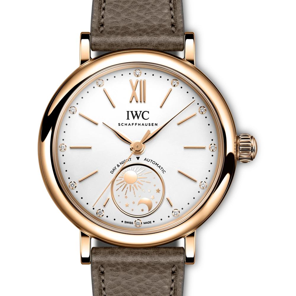 IWC Portofino Automatic Day & Night 34, 18 ct 5N gold, silver plated dial