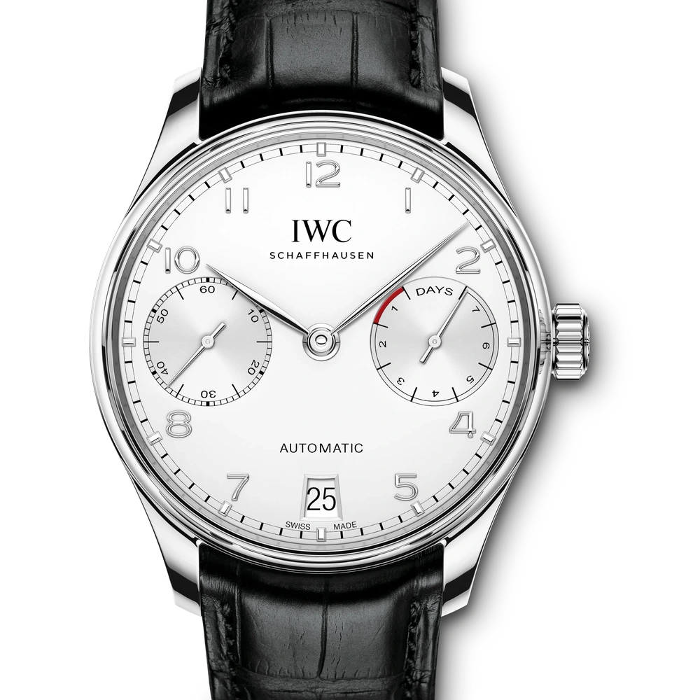 IWC Portugieser Automatic, Stainless steel, silver plated dial