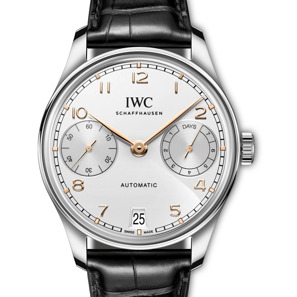 IWC Portugieser Automatic 42, Stainless steel, silver plated dial