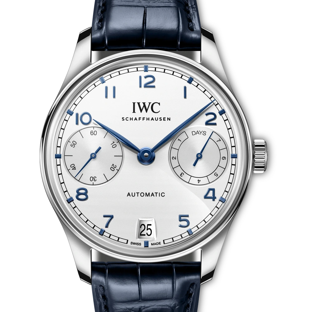 IWC Portugieser Automatic 42, Stainless steel, silver plated dial