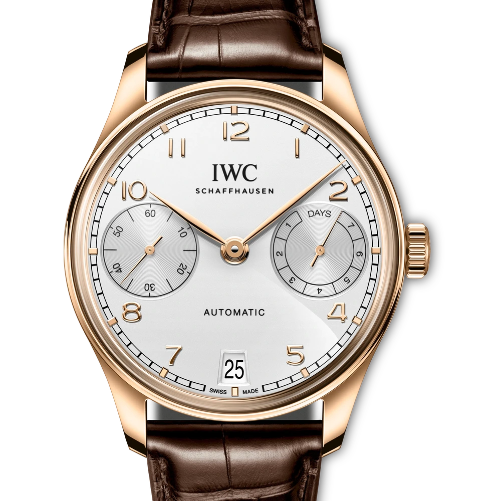 IWC Portugieser Automatic 42, 18 ct 5N gold, silver plated dial