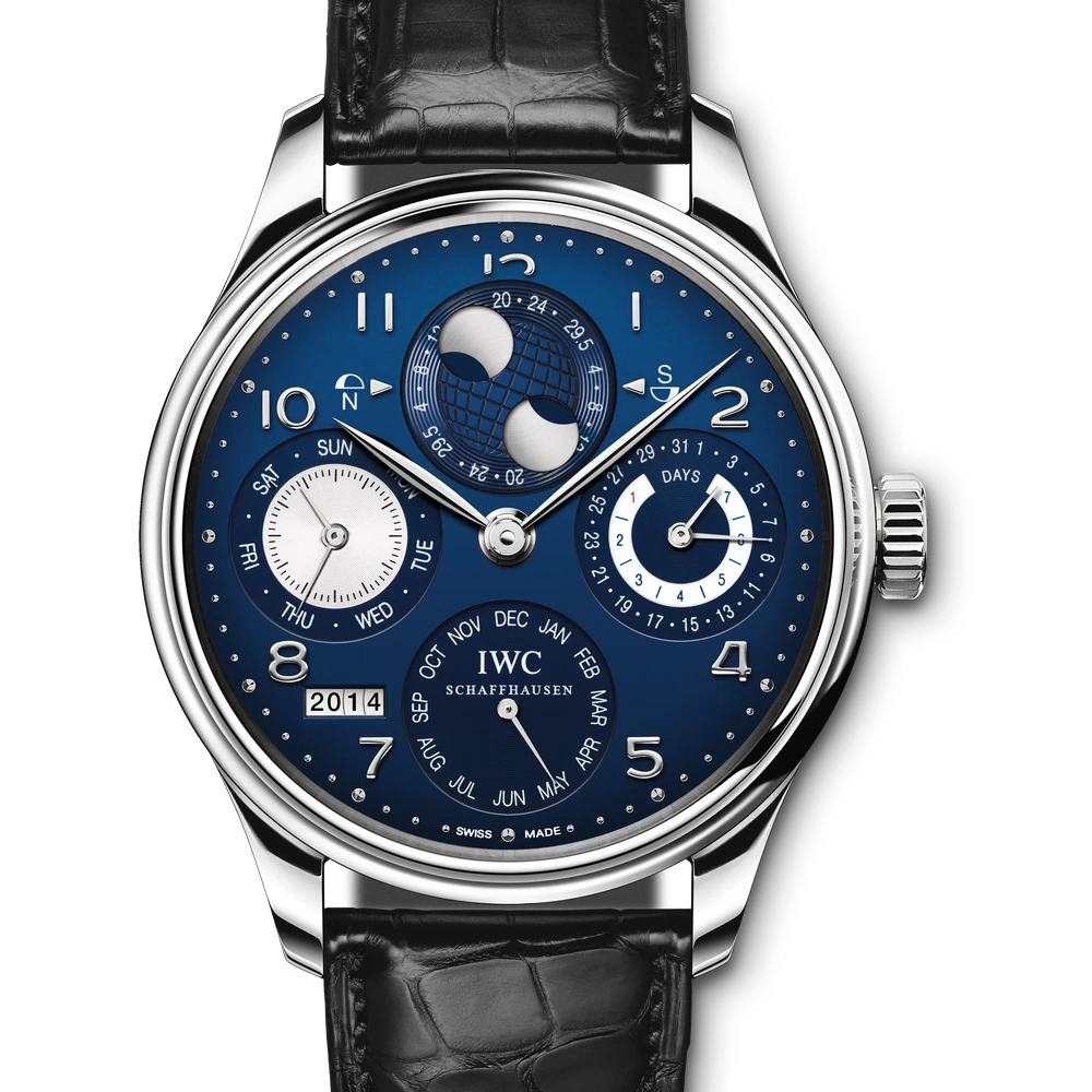 IWC Portugieser Perpetual Calendar, 18 ct white gold, blue dial