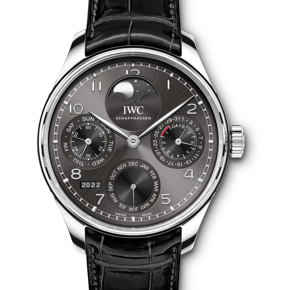IWC Portugieser Perpetual Calendar, 18 ct white gold, grey dial