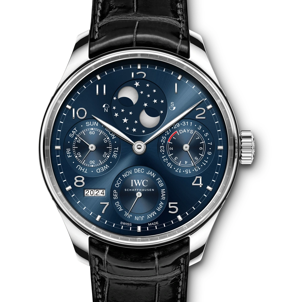 IWC Portugieser Perpetual Calendar, 18 ct white gold, blue dial