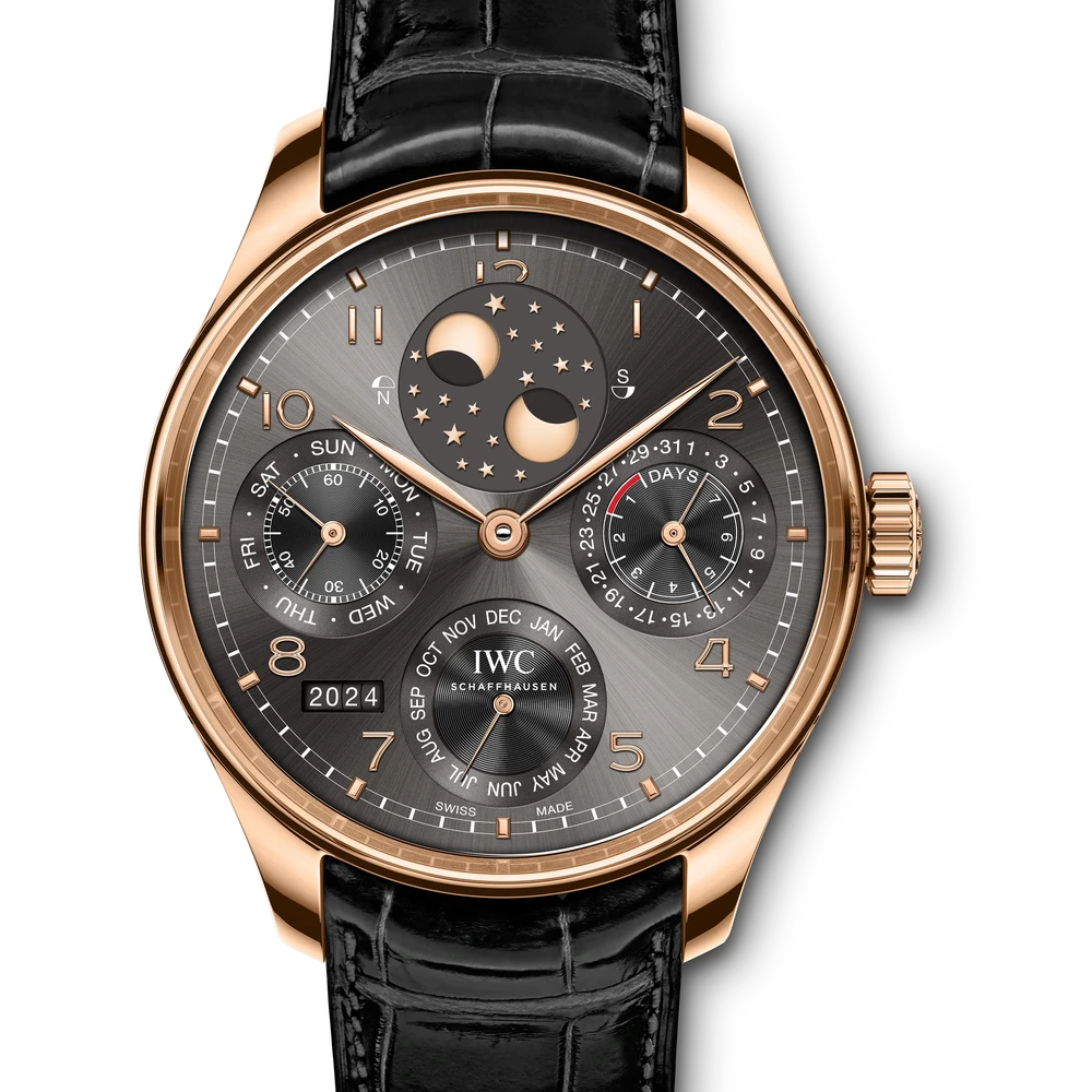 IWC Portugieser Perpetual Calendar, 18 ct 5N gold, grey dial
