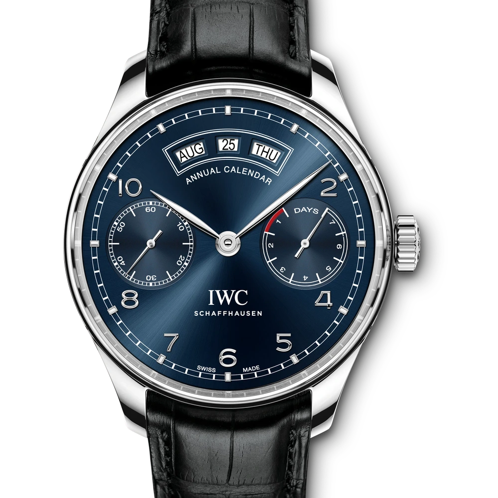 IWC Portugieser Annual Calendar, Stainless steel, blue dial