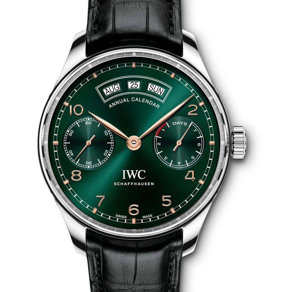 IWC Portugieser Annual Calendar, Stainless steel, green dial