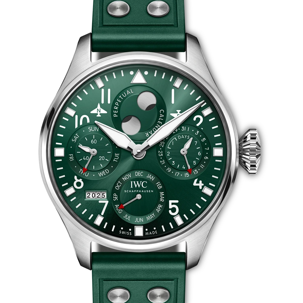 IWC Big Pilot's Watch Perpetual Calendar, Stainless steel, green dial