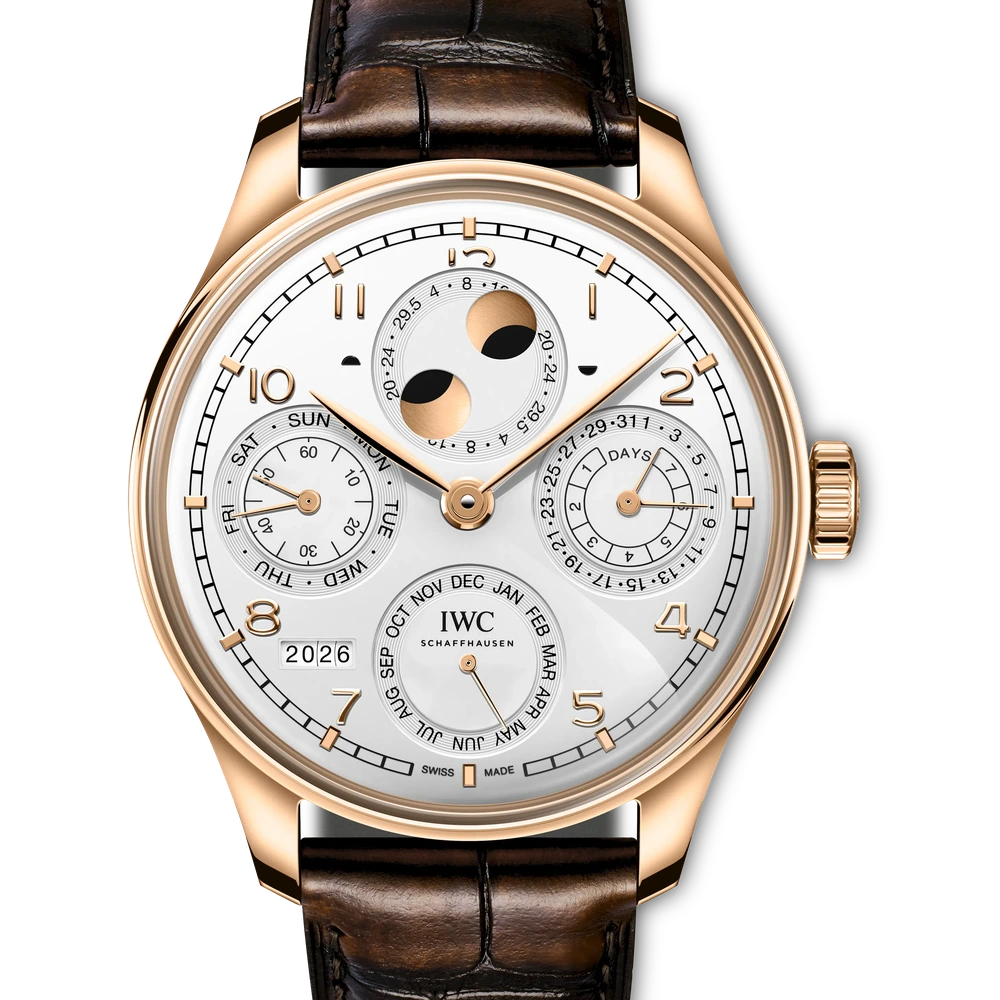 IWC Portugieser Perpetual Calendar 44, 18 ct Armor Gold®, silver plated dial