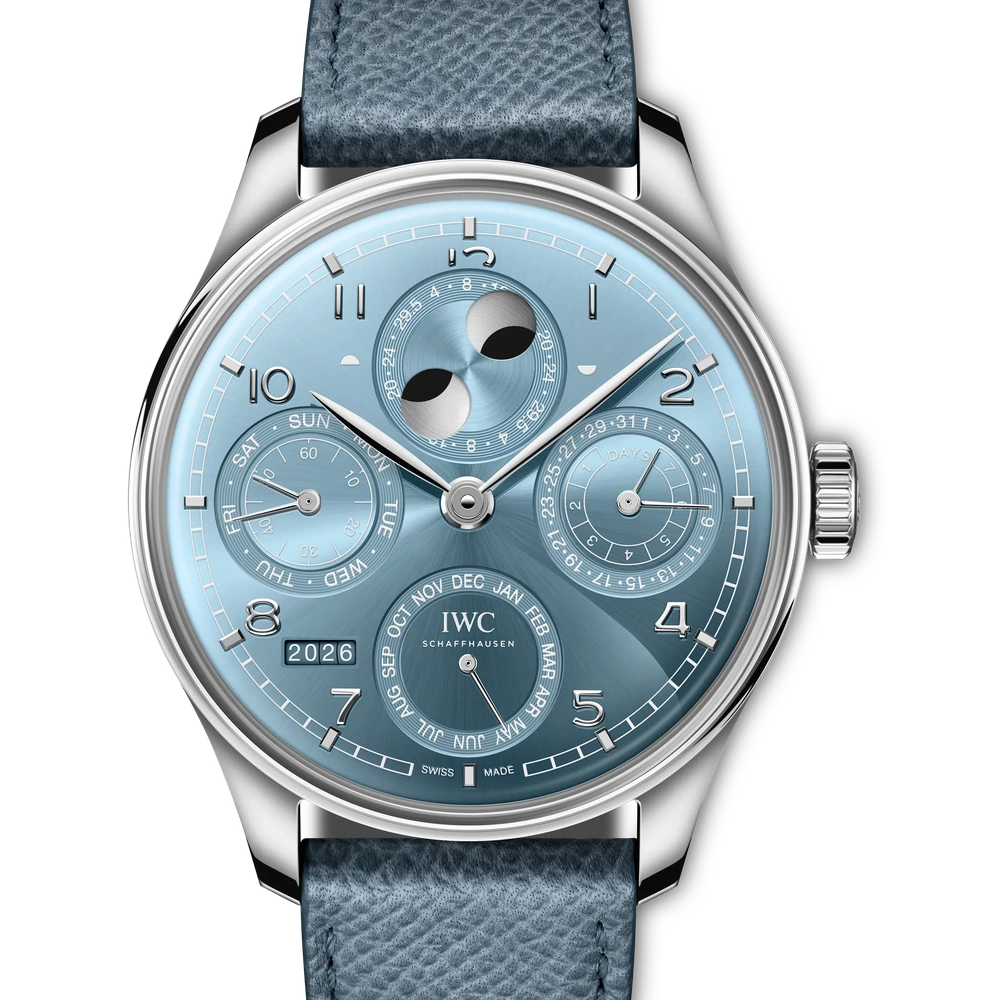 IWC Portugieser Perpetual Calendar 44, 18 ct white gold, horizon blue dial