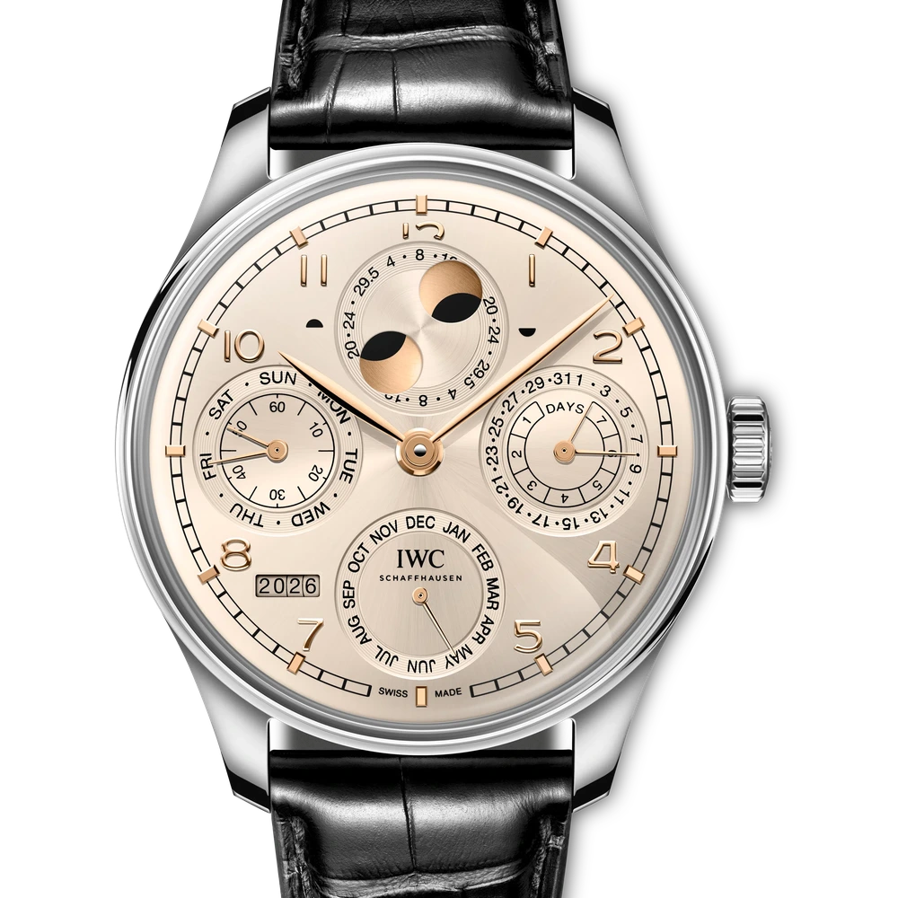 IWC Portugieser Perpetual Calendar 44, 18 ct white gold, dune dial