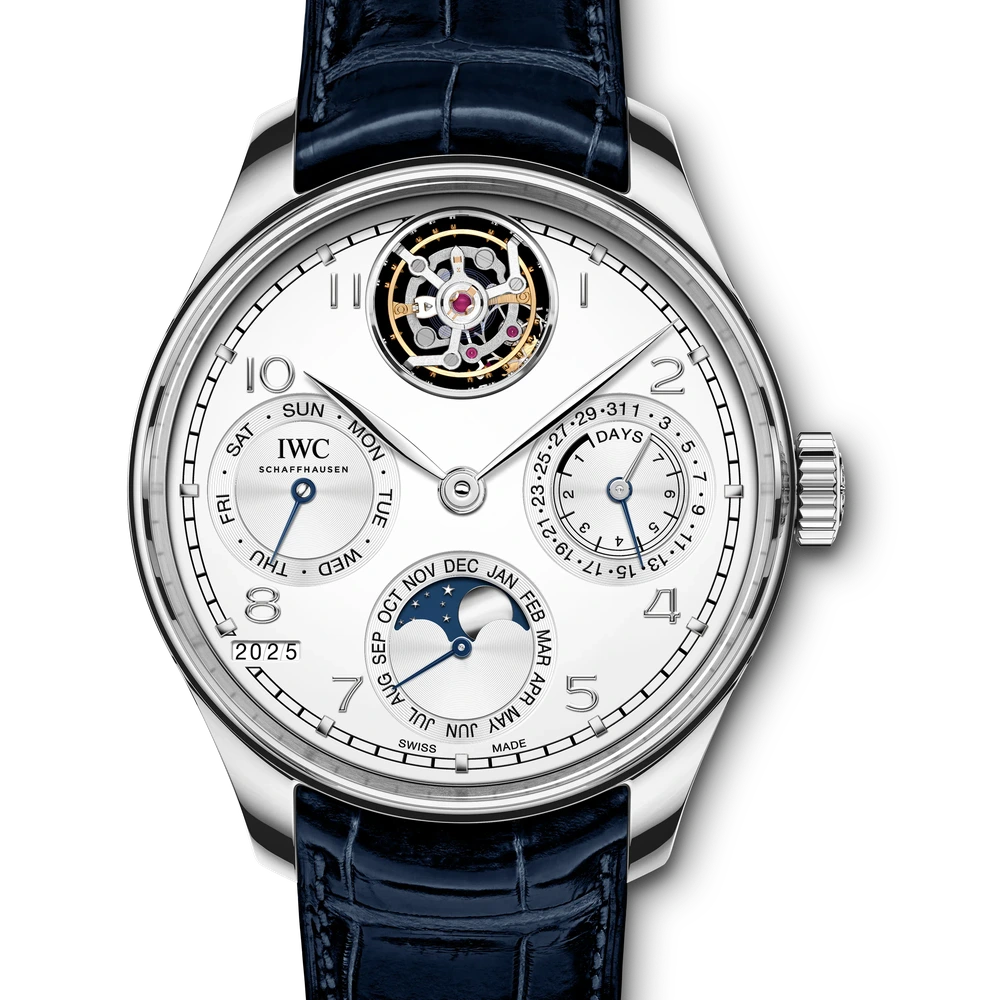 IWC Portugieser Perpetual Calendar Tourbillon, Platinum, silver plated dial