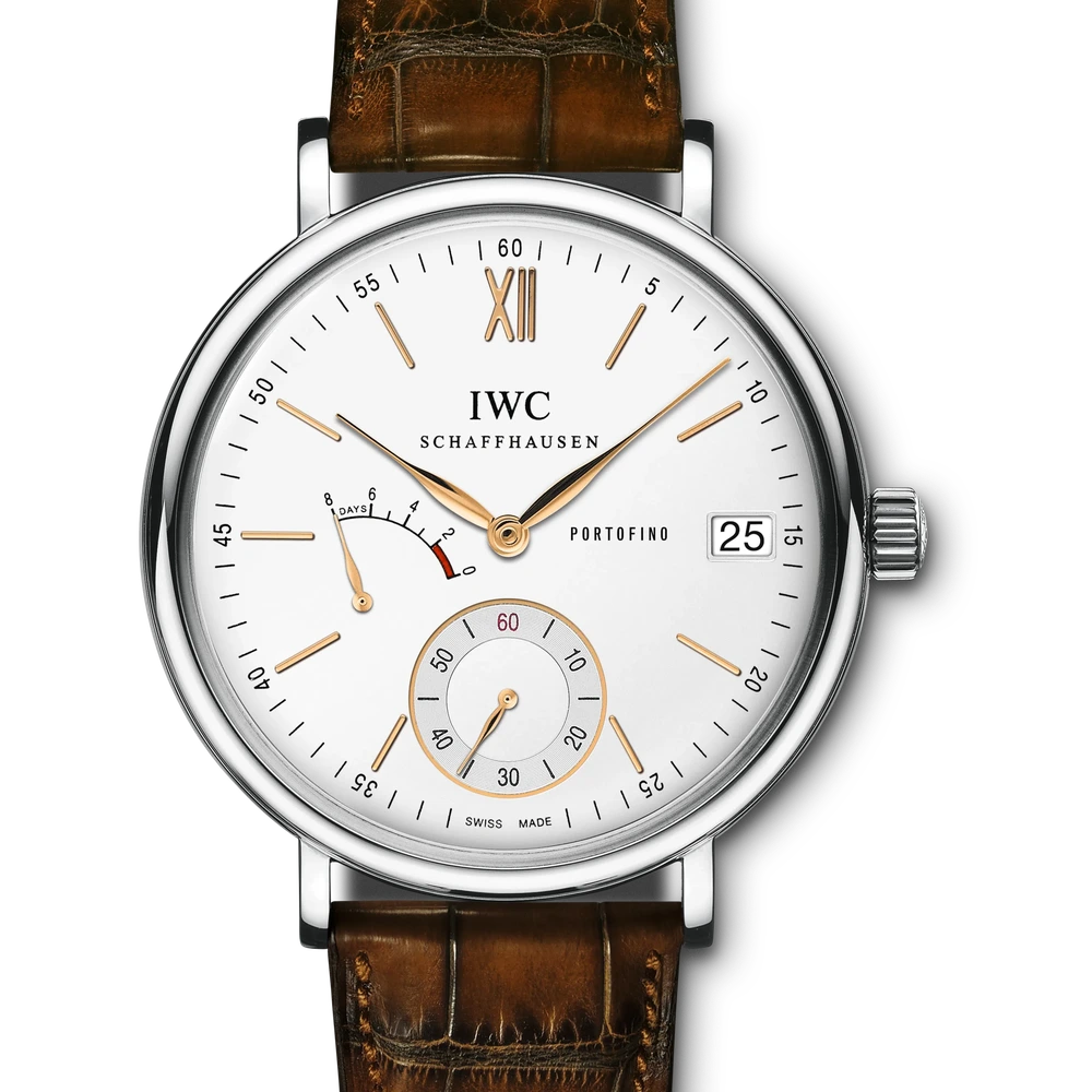 IWC Portofino Hand-Wound Eight Days, Stainless steel, silver dial