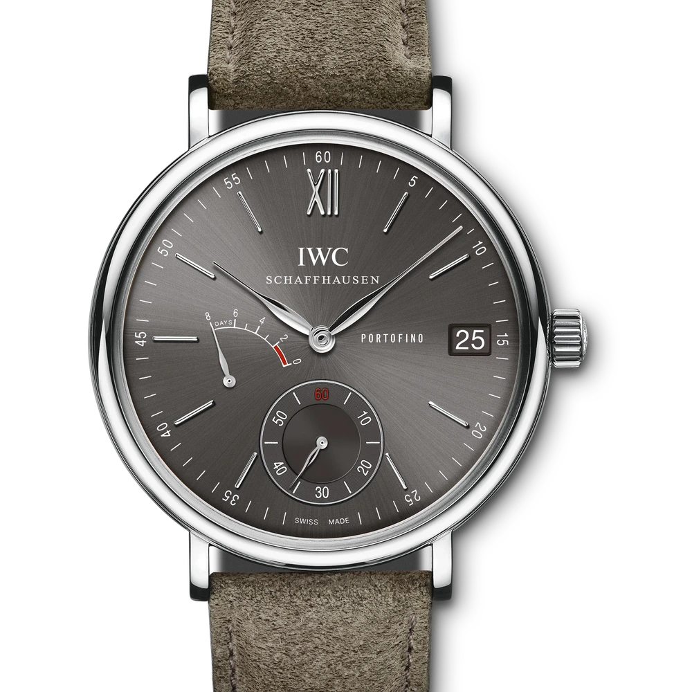 IWC Portofino Hand-Wound Eight Days, Stainless steel, grey dial