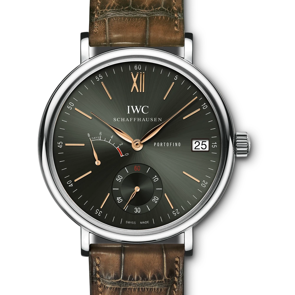 IWC Portofino Hand-Wound Eight Days, Stainless steel, green dial