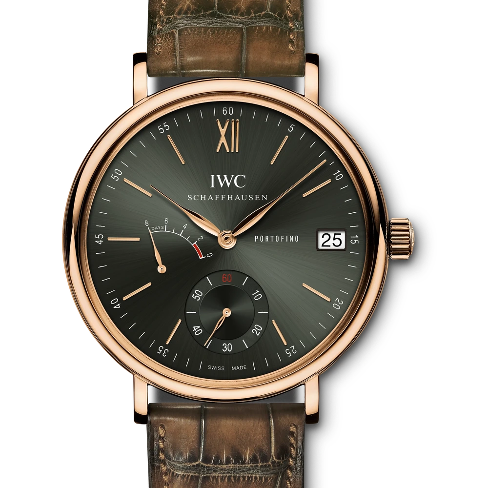 IWC Portofino Hand-Wound Eight Days, 18 ct 5N gold, green dial