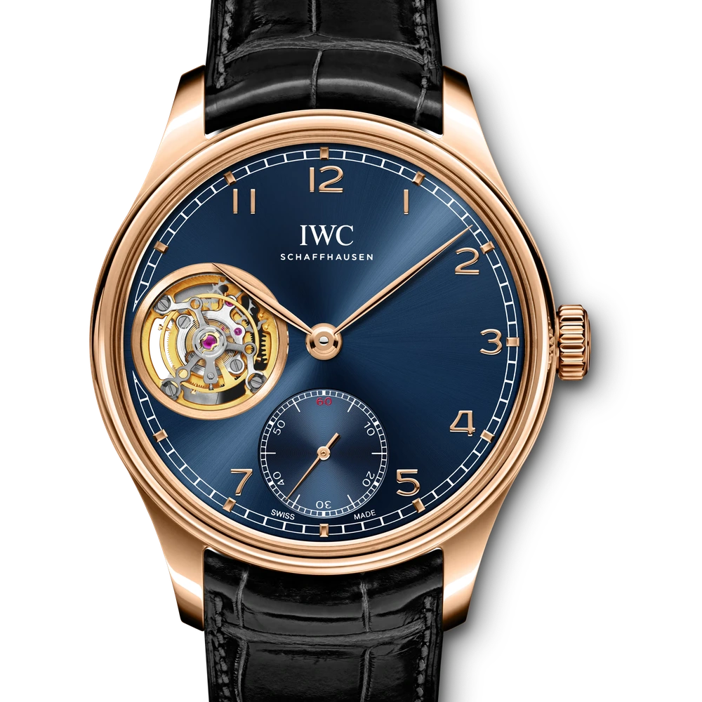 IWC Portugieser Tourbillon Hand-Wound, 18 ct 5N gold, blue dial