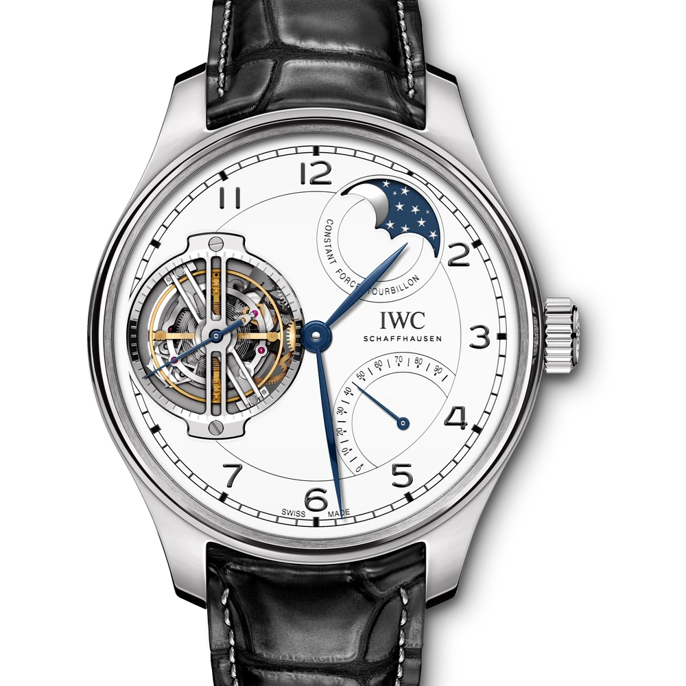 IWC Portugieser Constant-Force Tourbillon Edition "150 Years", Platinum, white dial