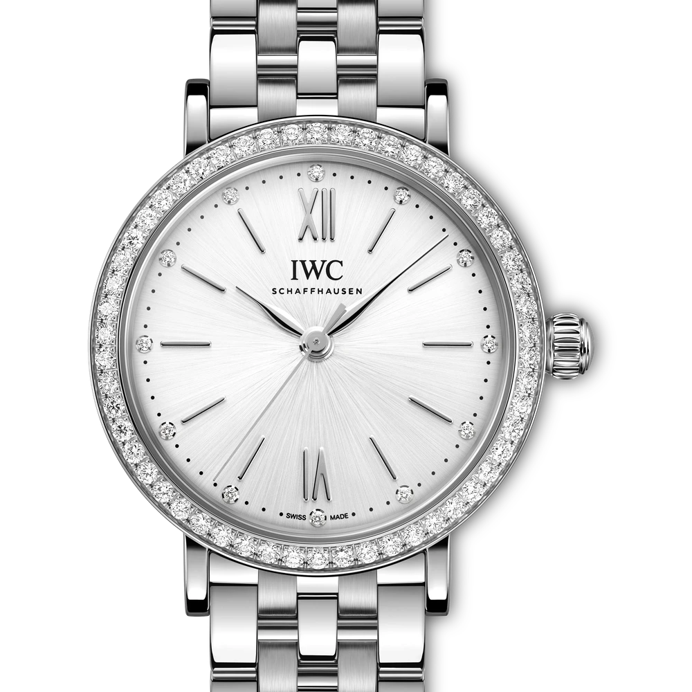 IWC Portofino Automatic 34, Stainless steel, silver plated dial