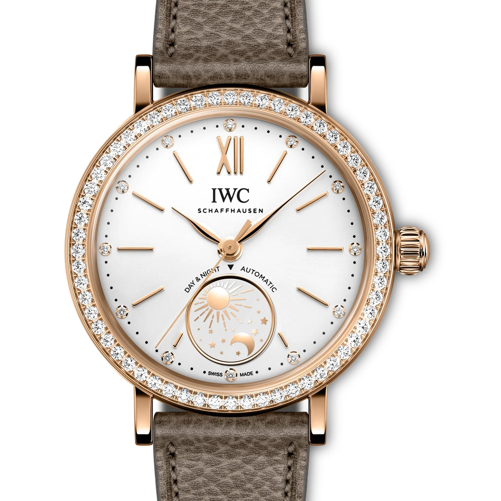 IWC Portofino Automatic Day & Night 34, 18 ct 5N gold, silver plated dial
