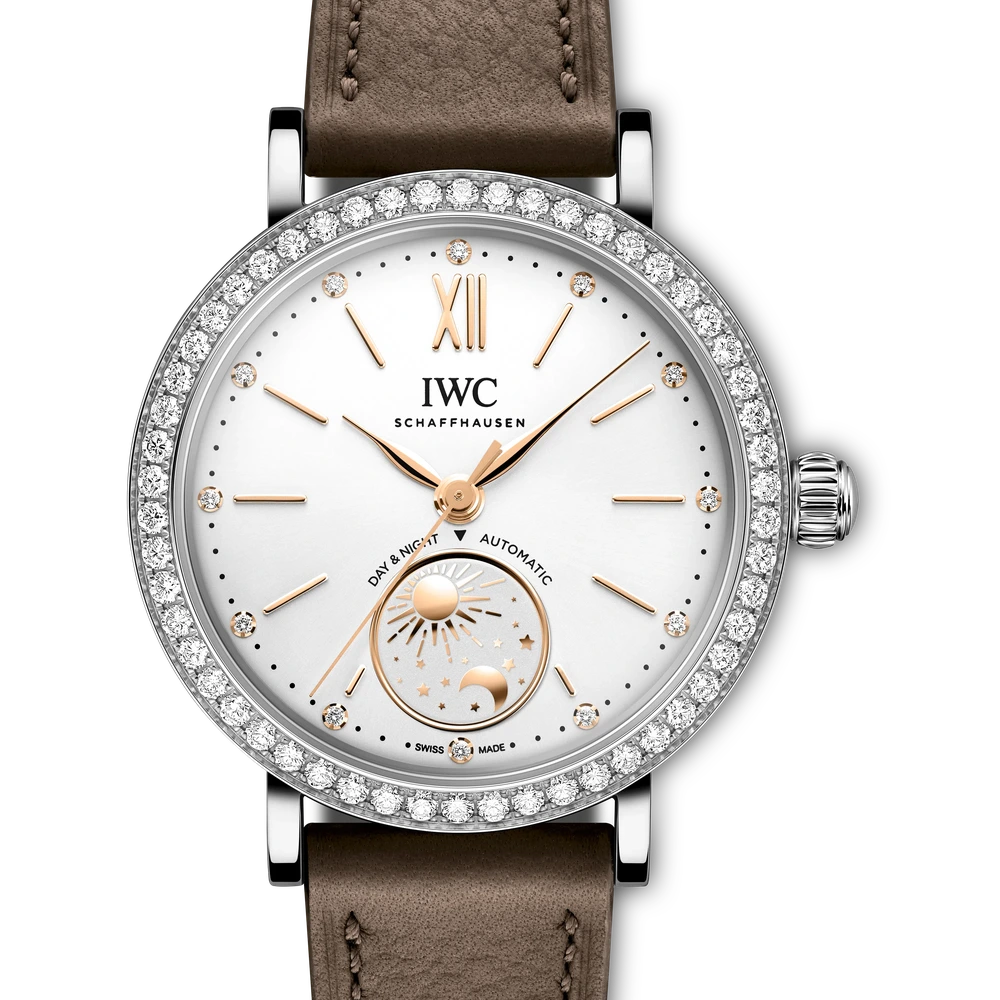 IWC Portofino Automatic Day & Night 34, Stainless steel, silver plated dial