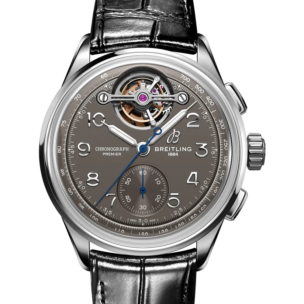 Breitling Premier B21 Chronograph Tourbillon 42 Gaston Breitling, 42 mm, 18k white gold, anthracite dial