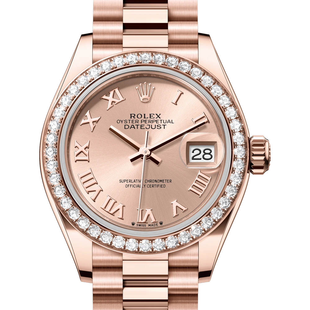 Rolex Lady-Datejust Oyster, 28 mm, Everose gold and diamonds Reference 279135RBR