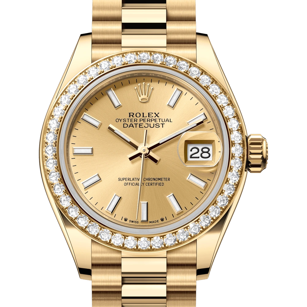 Rolex Lady-Datejust Oyster, 28 mm, yellow gold and diamonds Reference 279138RBR