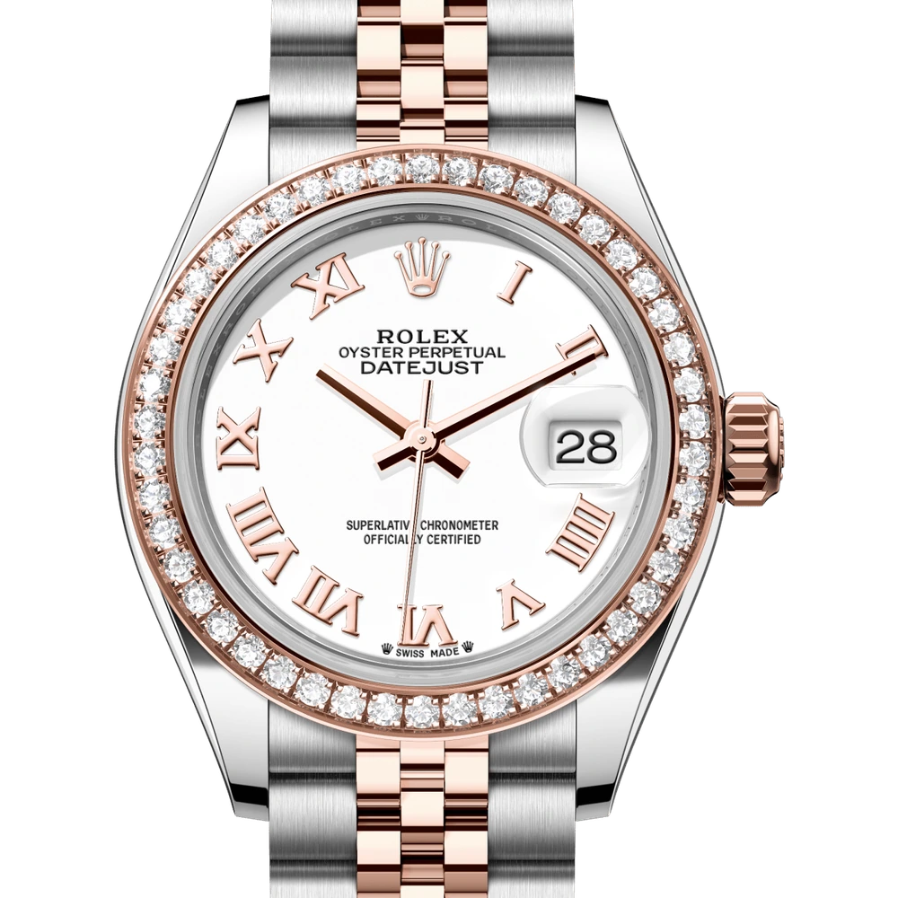 Rolex Lady-Datejust Oyster, 28 mm, Oystersteel, Everose gold and diamonds Reference 279381RBR