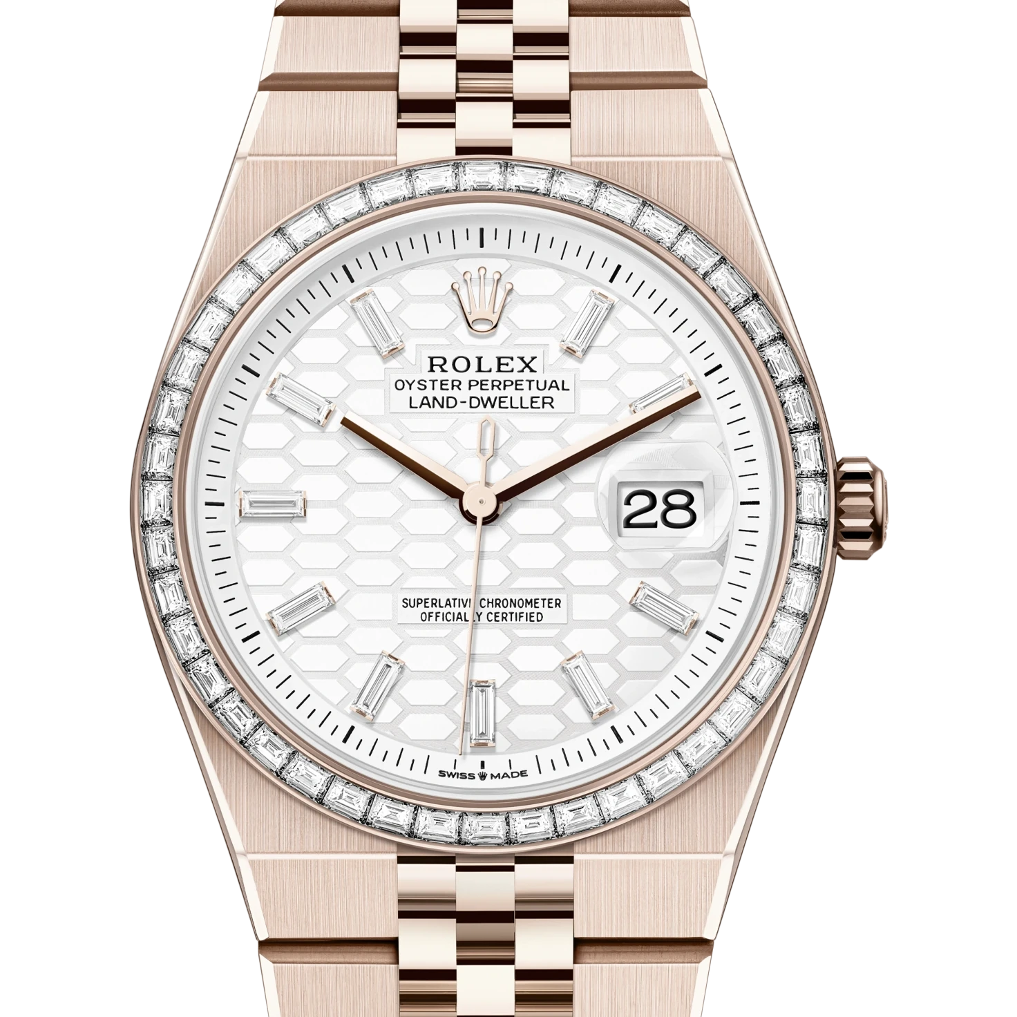 Rolex Land-Dweller 36 Oyster, 36 mm, Everose gold and diamonds Reference 127285TBR
