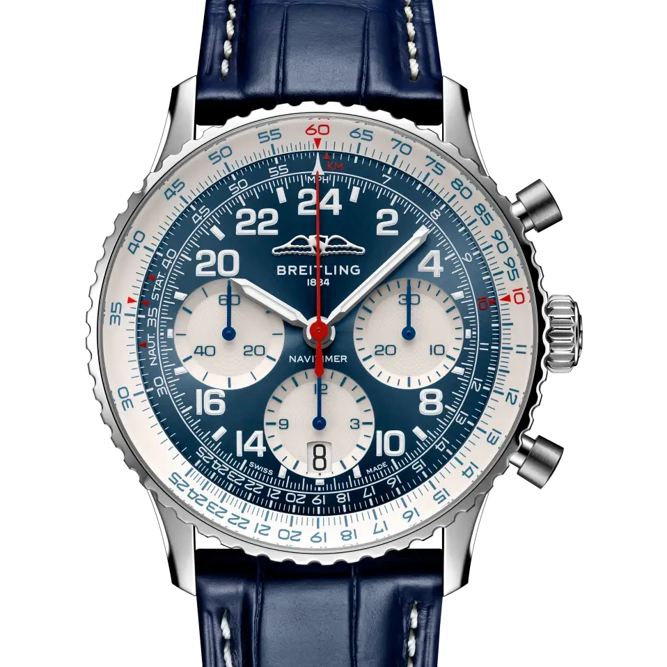 Breitling Navitimer B02 Chronograph 41 Cosmonaute Scott Carpenter Centenary, 41 mm, platinum, blue dial