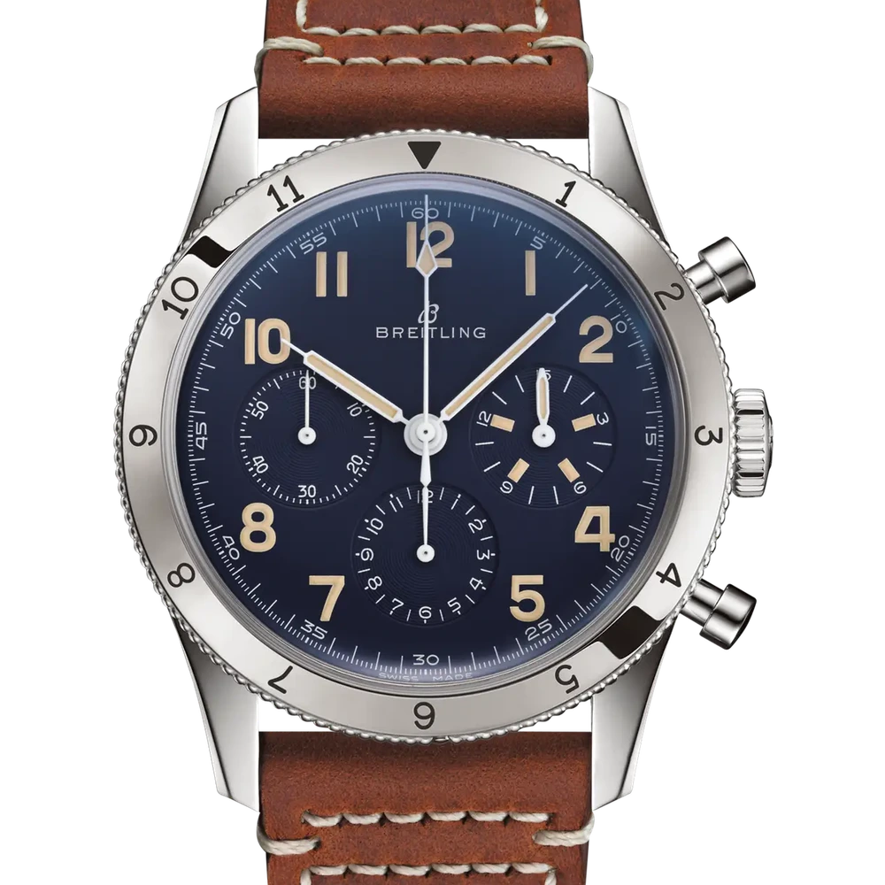 Breitling AVI 1953 Edition, 41 mm, platinum, blue dial