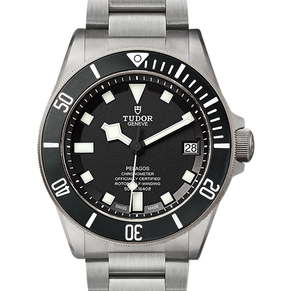 Tudor Pelagos, ceramic matt black disc, titanium bracelet, black with white index dial