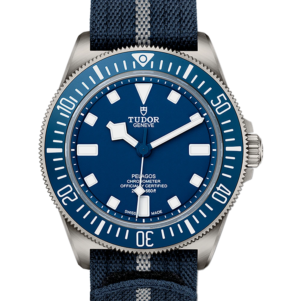 Tudor Pelagos FXD, 42mm titanium case, navy blue fabric strap, navy blue dial
