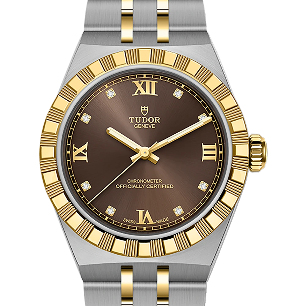 Tudor TUDOR Royal, 30mm steel and yellow gold case, steel and yellow gold bracelet, brown dial, applied Roman numerals