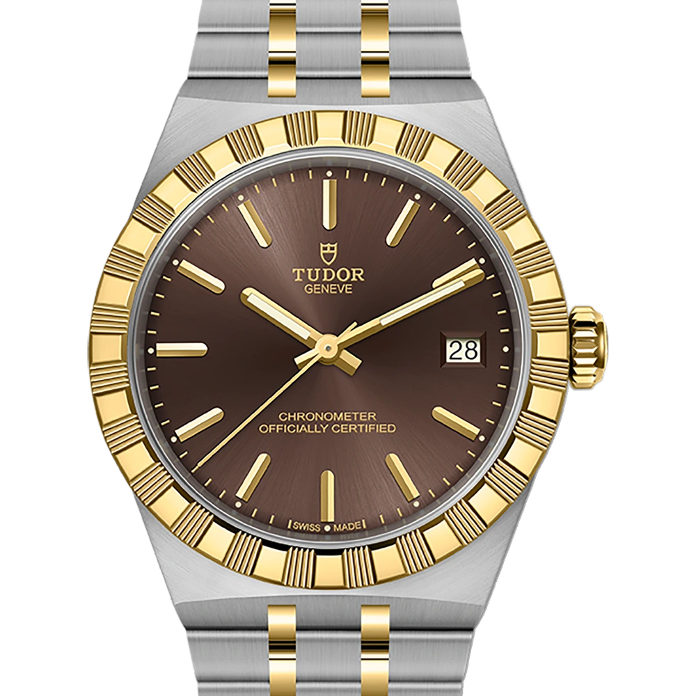 Tudor TUDOR Royal, 36mm steel and yellow gold case, steel and yellow gold bracelet, brown dial, applied stick hour markers
