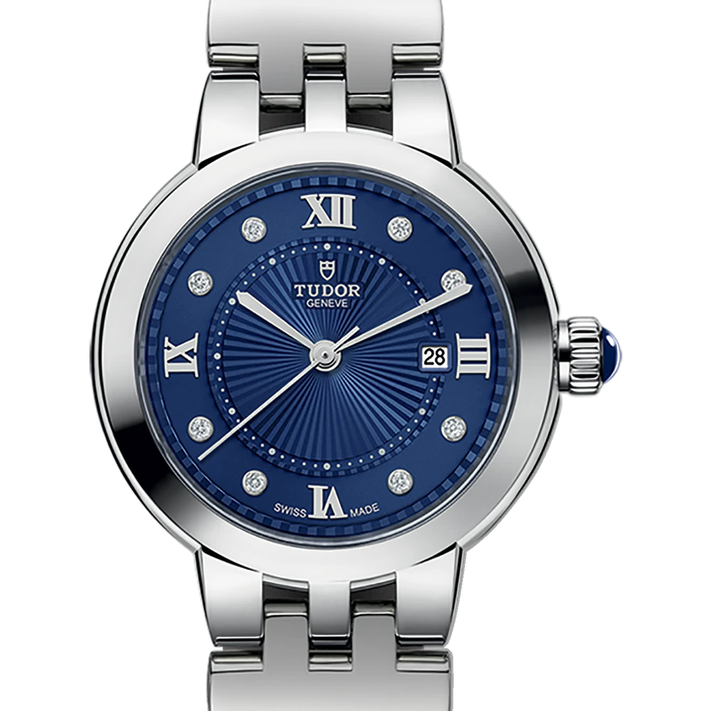 Tudor Clair de Rose, 30mm steel case, diamond-set dial