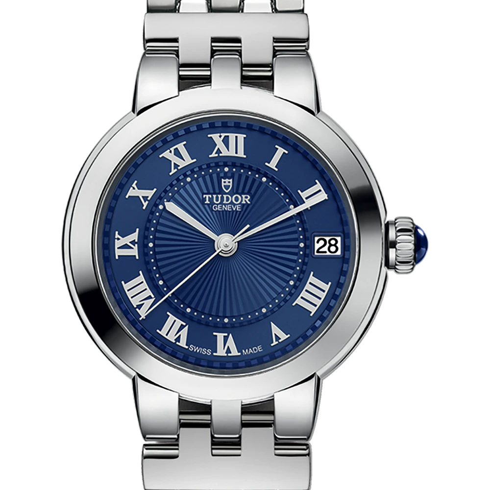 Tudor Clair de Rose, 34mm steel case, blue dial