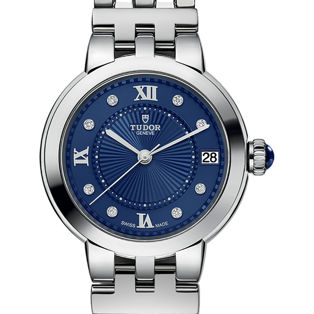 Tudor Clair de Rose, 34mm steel case, diamond-set dial