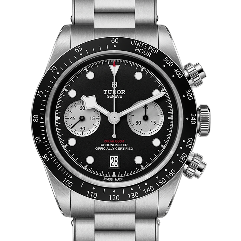 Tudor Black Bay Chrono, 41mm steel case, steel bracelet, black with silver counters dial