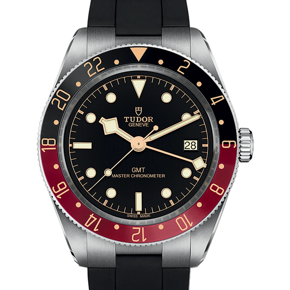 Tudor Black Bay 58 GMT, 39mm steel case, rubber strap, black dial