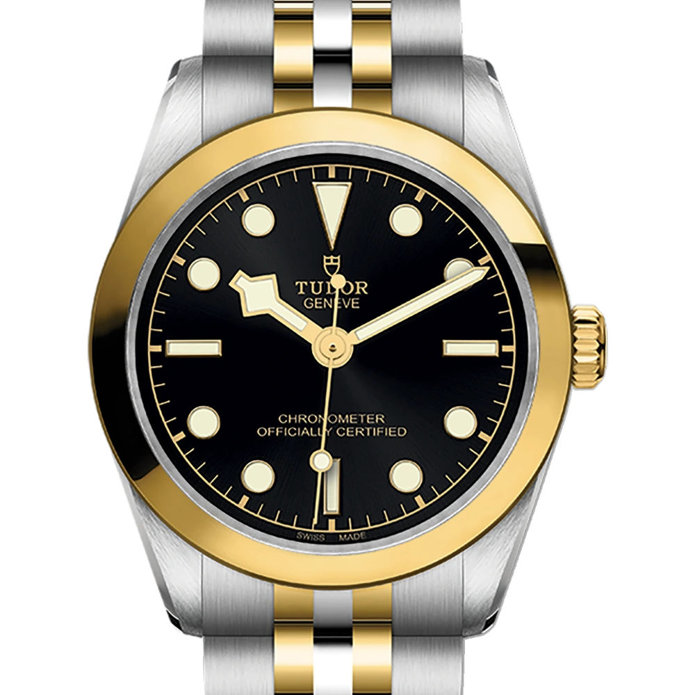 Tudor Black Bay One 31 S&G, 31mm steel case, yellow gold bezel, black dial