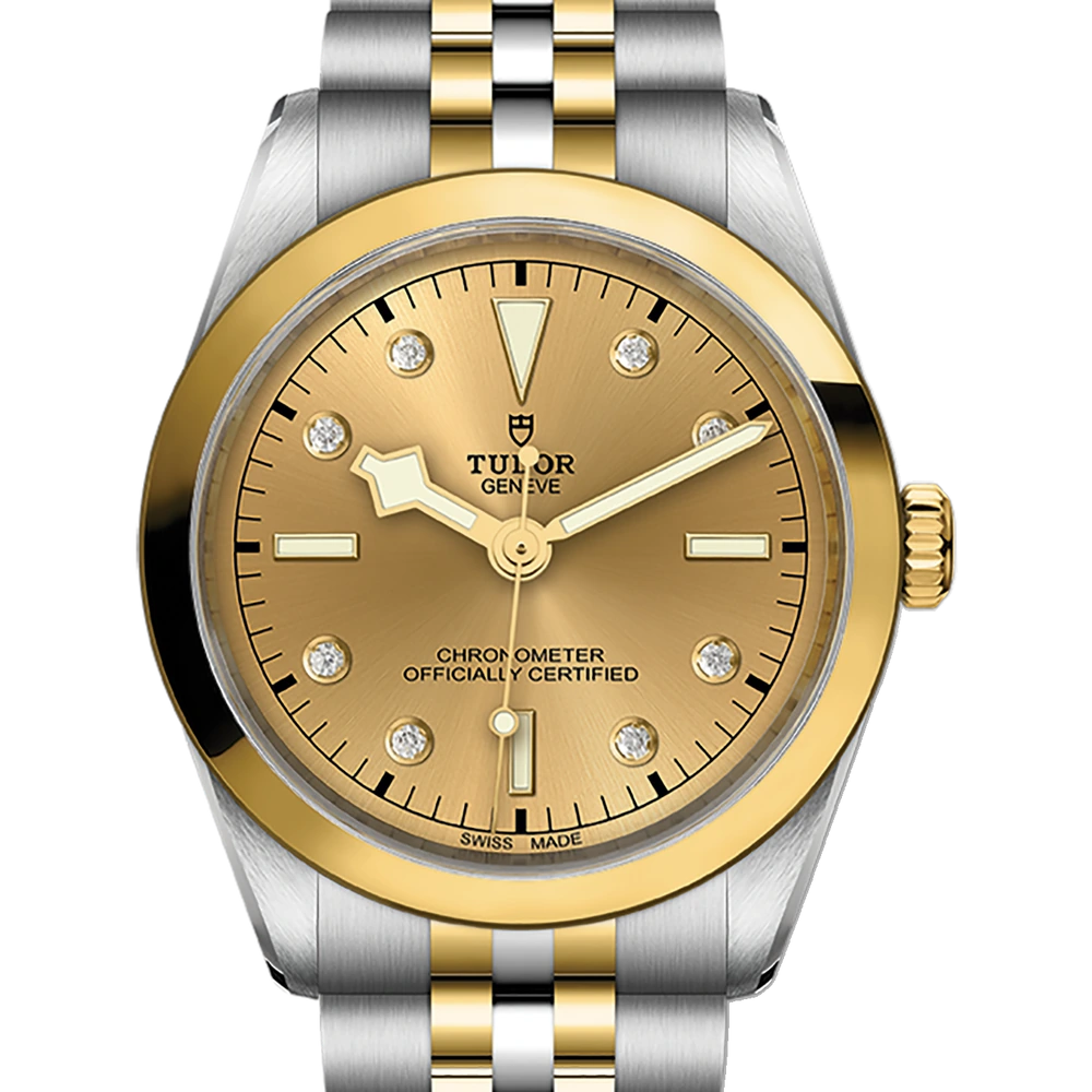 Tudor Black Bay One 36 S&G, 36mm steel and yellow gold case, diamond-set dial