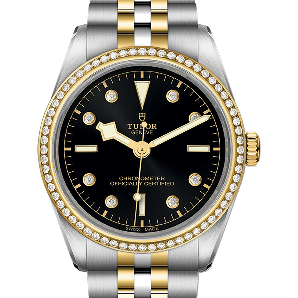 Tudor Black Bay One 36 S&G, 36mm steel and yellow gold case, diamond-set dial