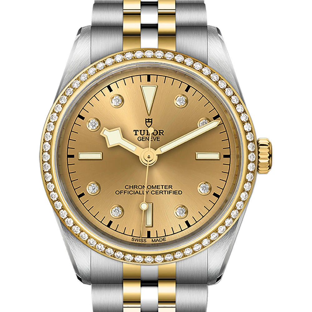 Tudor Black Bay One 36 S&G, 36mm steel and yellow gold case, diamond-set dial